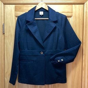 Cabi size M Check Out blazer in dark blue and black plaid pattern